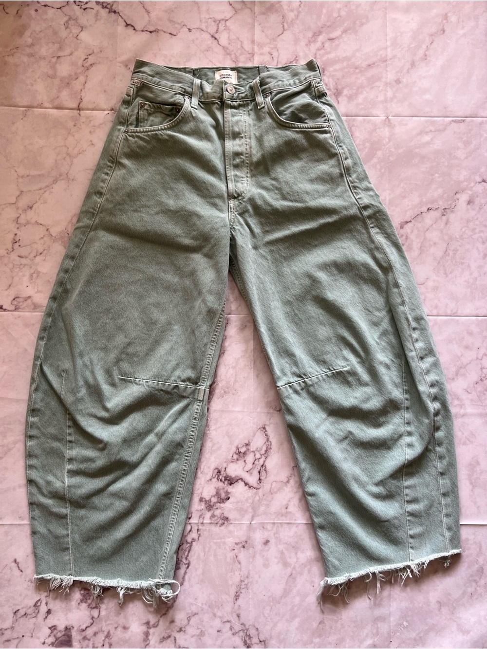 Citizens of Humanity Horseshoe Jeans Sage Green Size 26 Raw Hem